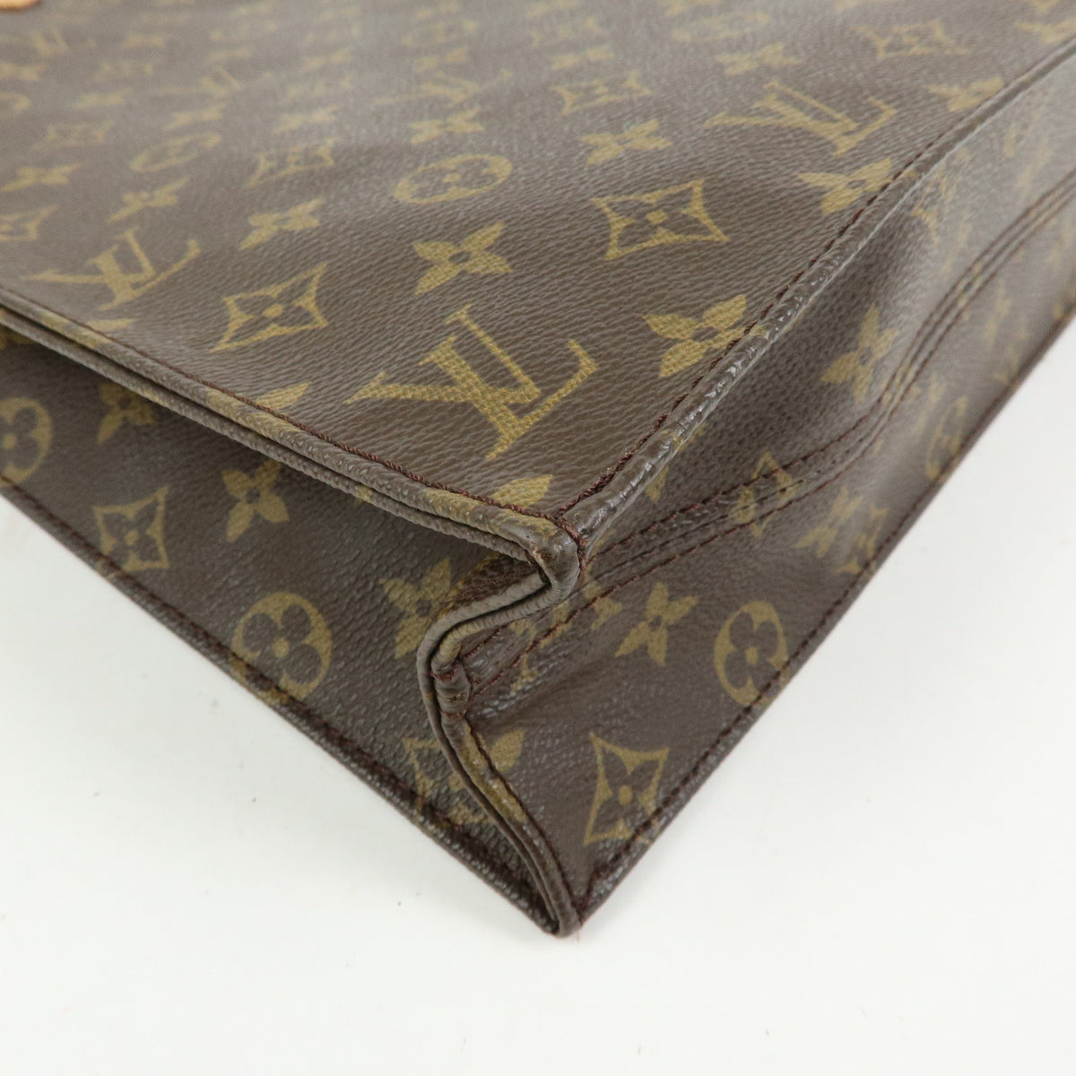 Louis Vuitton Monogram Sac Plat Tote Bag Hand Bag Brown M51140