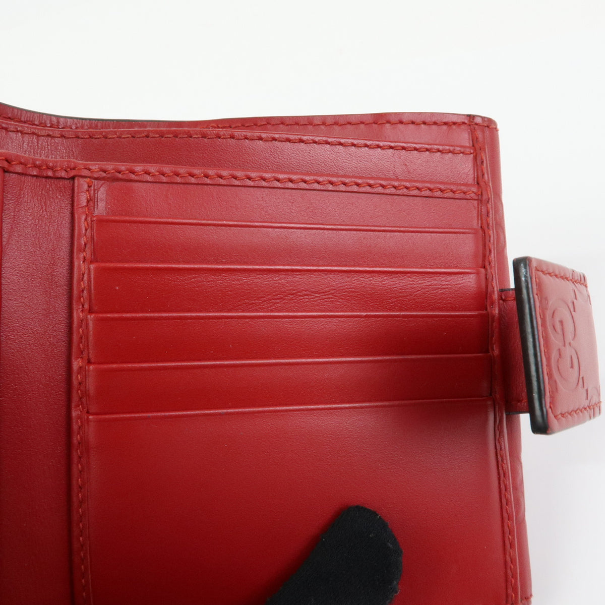 GUCCI Guccissima Leather Bi-fold Compact Wallet Red 406925