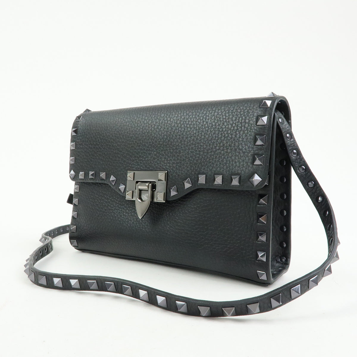 VALENTINO Rockstud Small Leather Shoulder Bag Black
