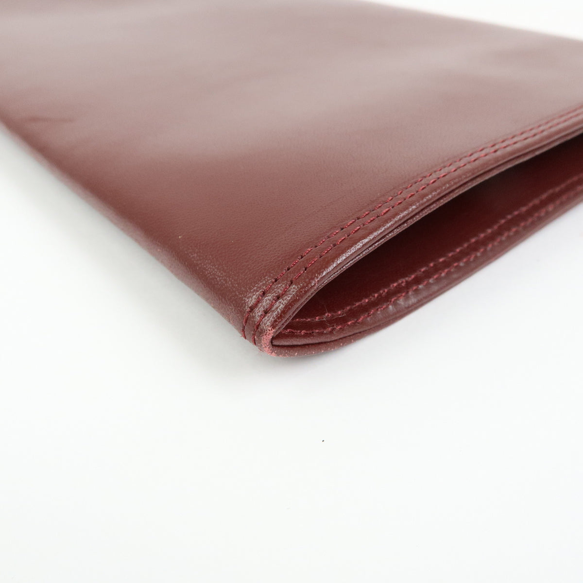 Cartier Must de Cartier Leather Clutch Bag Flat Pouch Bordeaux Wine Red