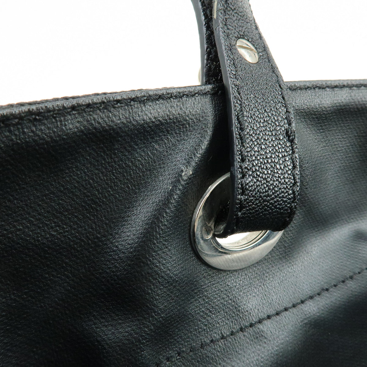 CHANEL Paris Biarritz MM PVC Leather Tote Bag Hand Bag Black A34209