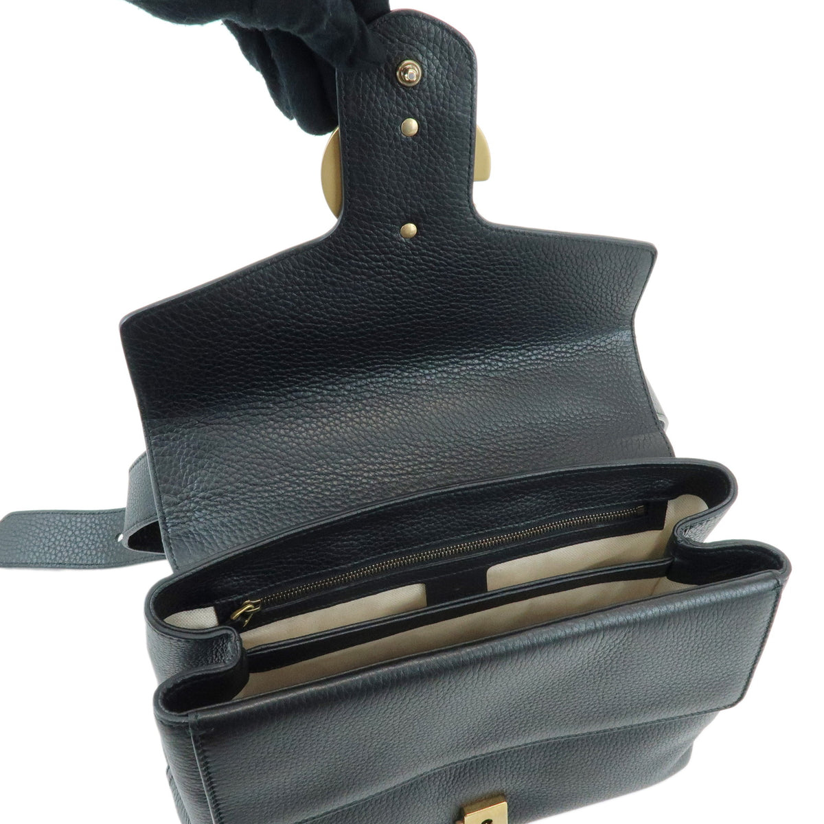GUCCI GG Marmont Leather Flap Shoulder Bag Black 401173