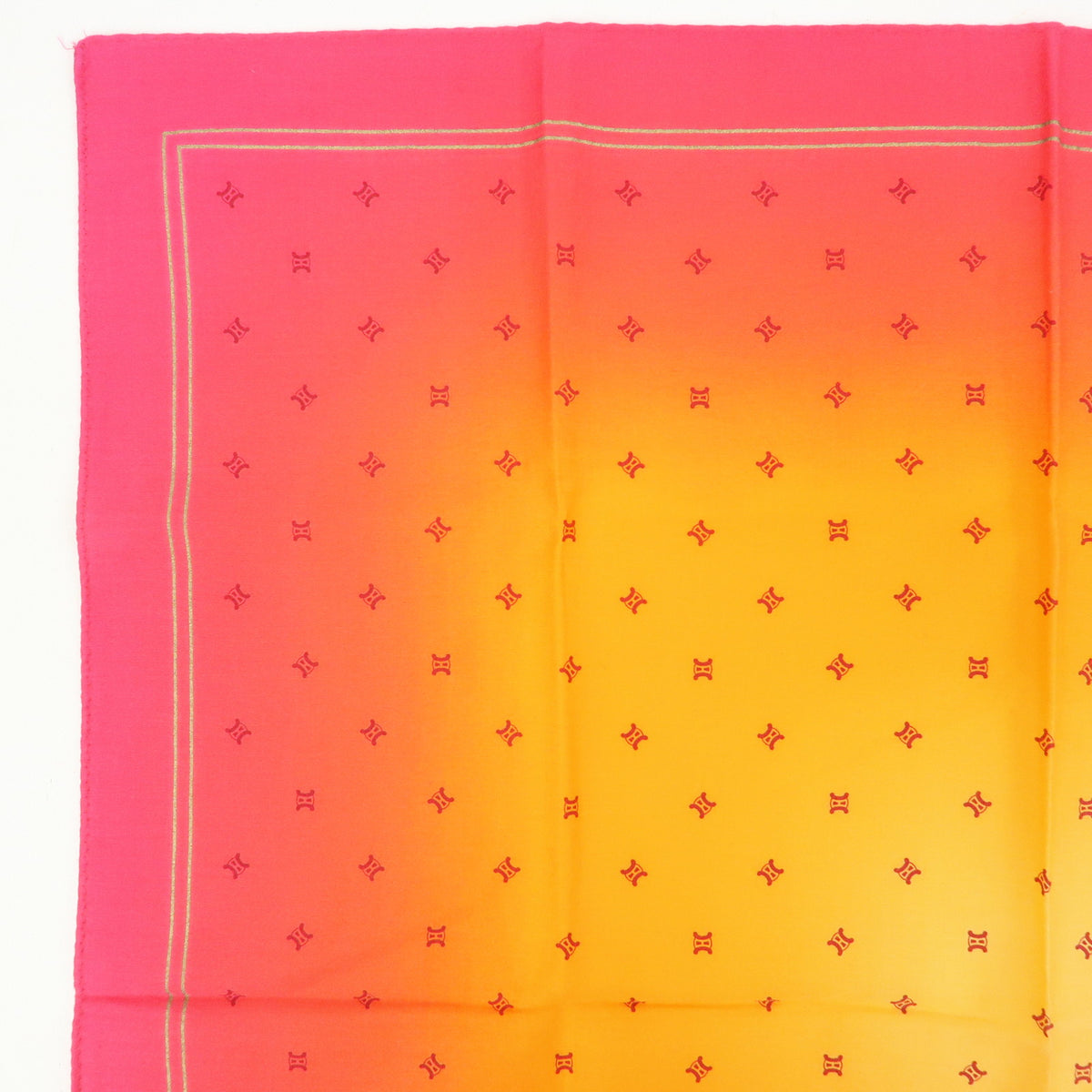 GUCCI CELINE Macadam Lot of 2 100% Silk Polyester Scarf Pink Orange