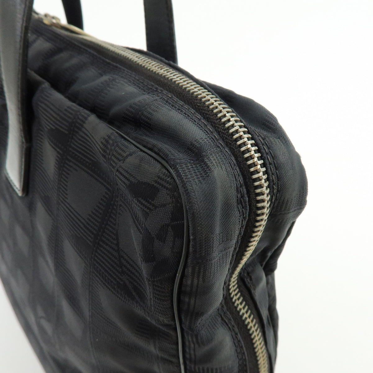 CHANEL New Travel Line Nylon Leather Briefcase Hand Bag Black A15974
