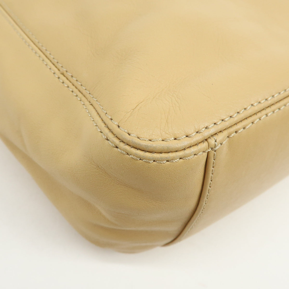 CHANEL COCO Mark Lamb Skin Shoulder Bag Hand Bag Beige