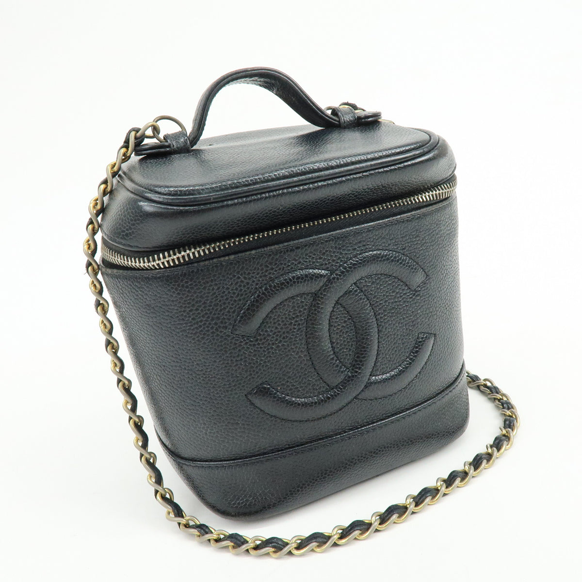 CHANEL COCO Mark Caviarskin Vanity Bag Chain Strap Hand Bag A01998 Lot