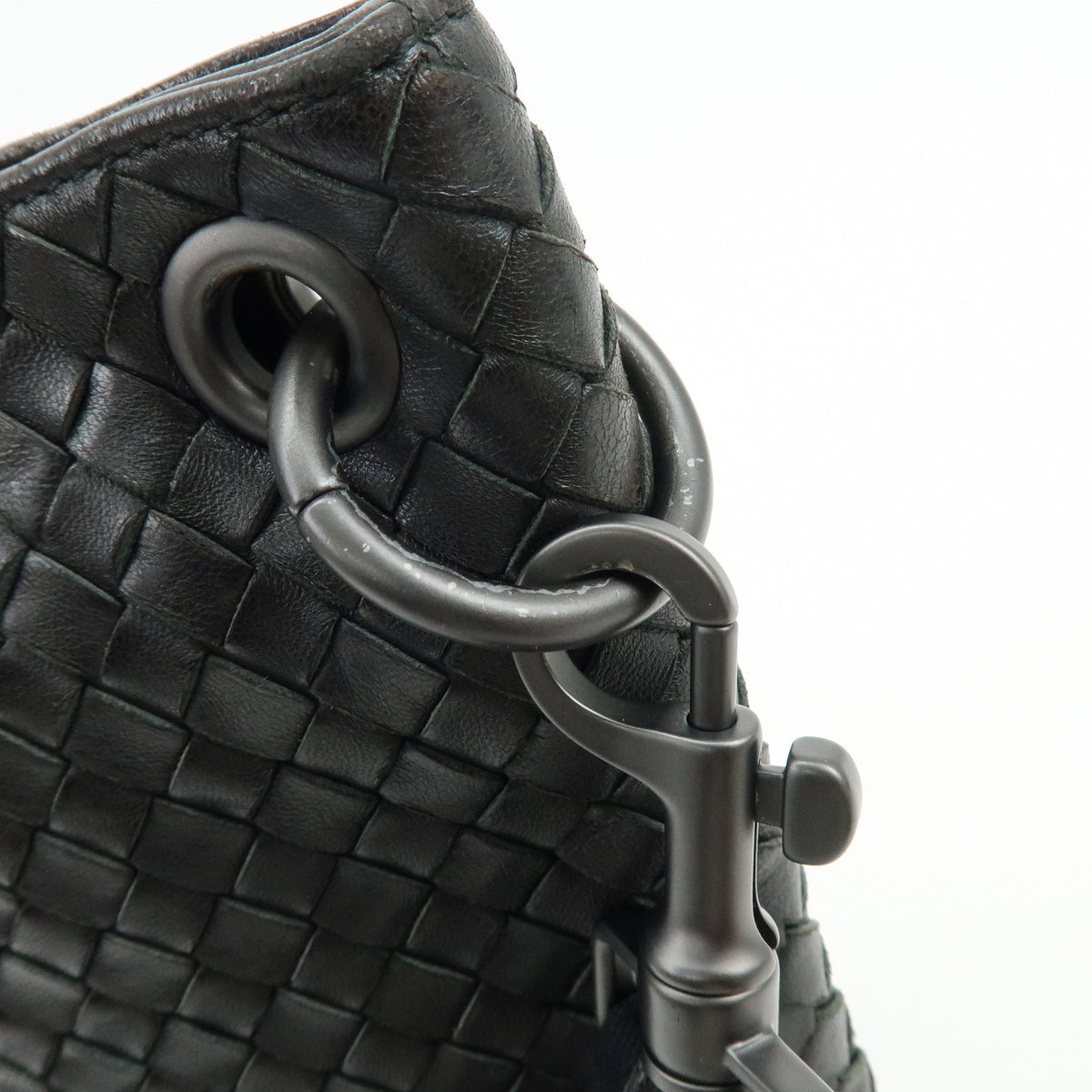 BOTTEGA VENETA Intrecciato Canvas Leather Shoulder Bag Black 172736