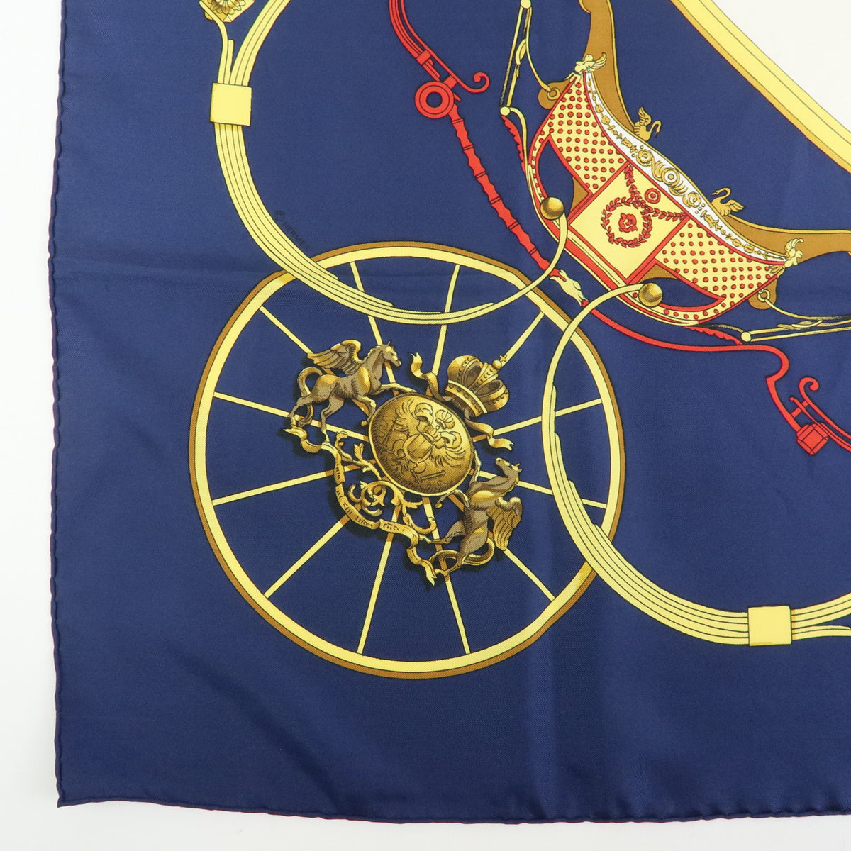 HERMES Carre 90 Silk 100% Scarf SPRINGS Navy Yellow