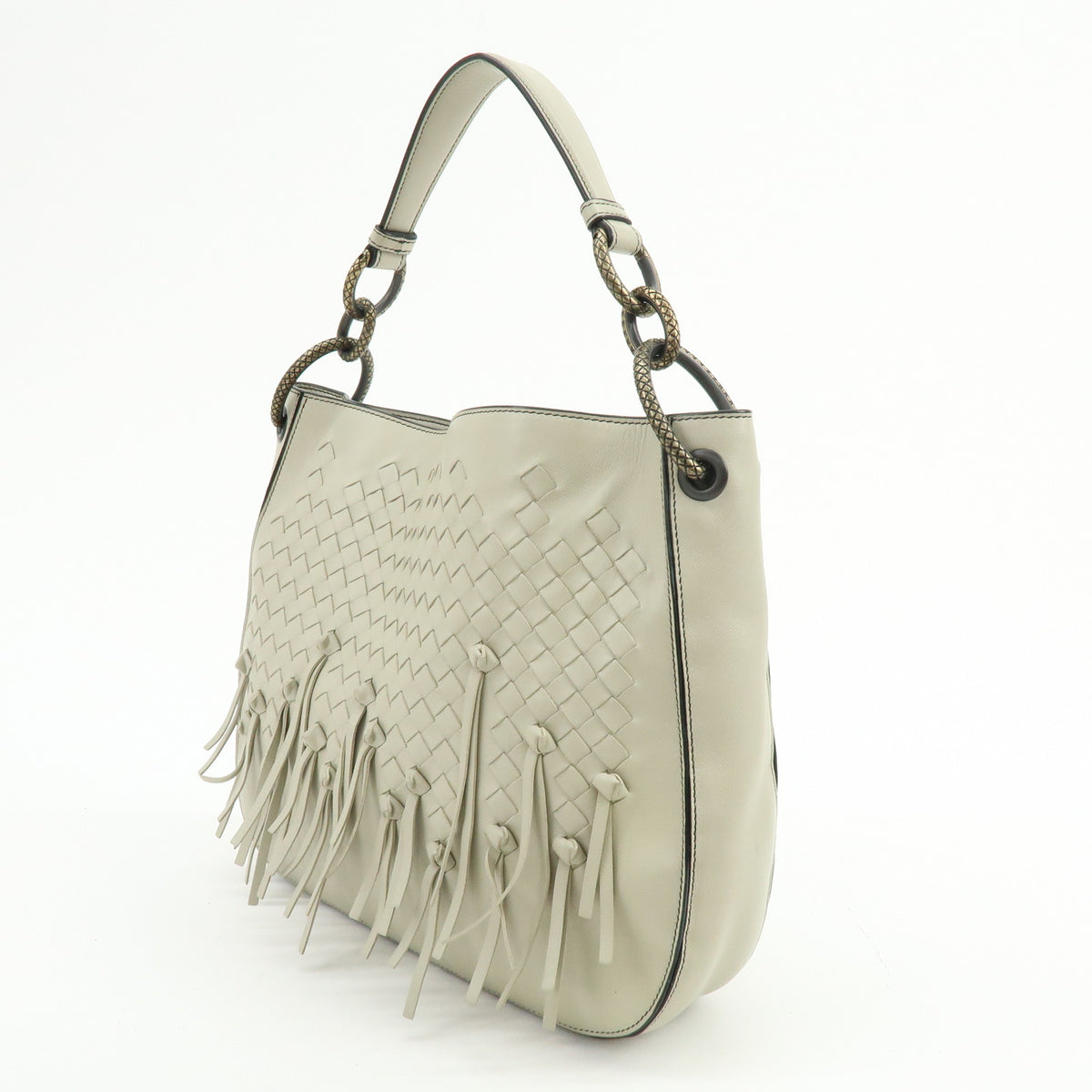 BOTTEGA VENETA Intrecciato Nappa Leather Shoulder Bag Ivory 118965