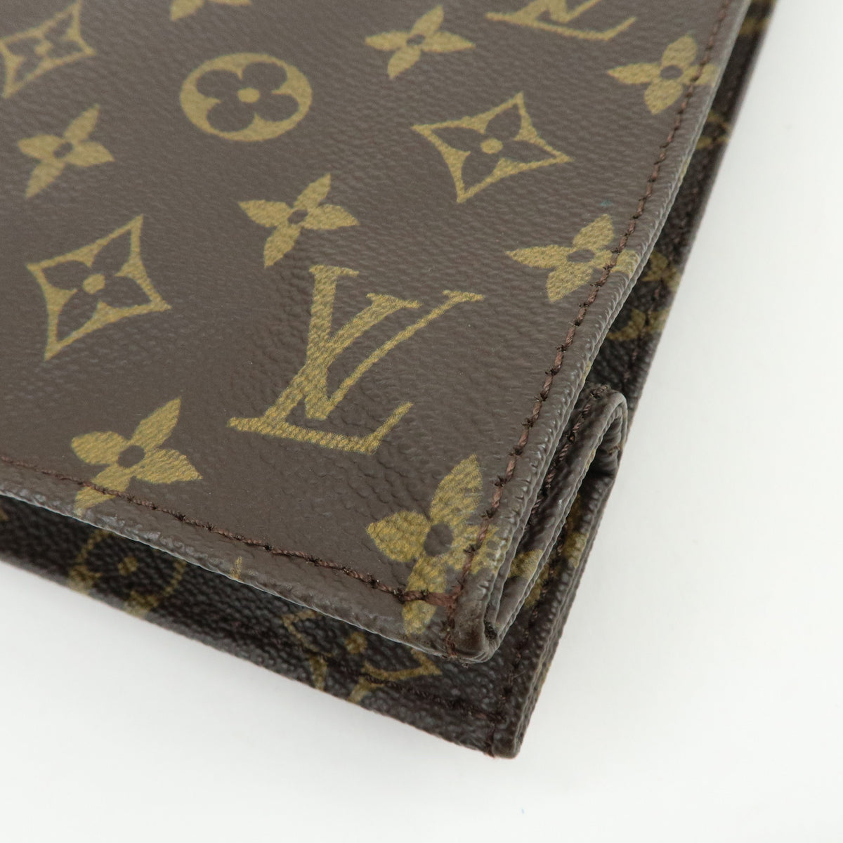 Louis Vuitton Monogram Sac Plat Leather Tote Bag Hand Bag Brown M51140