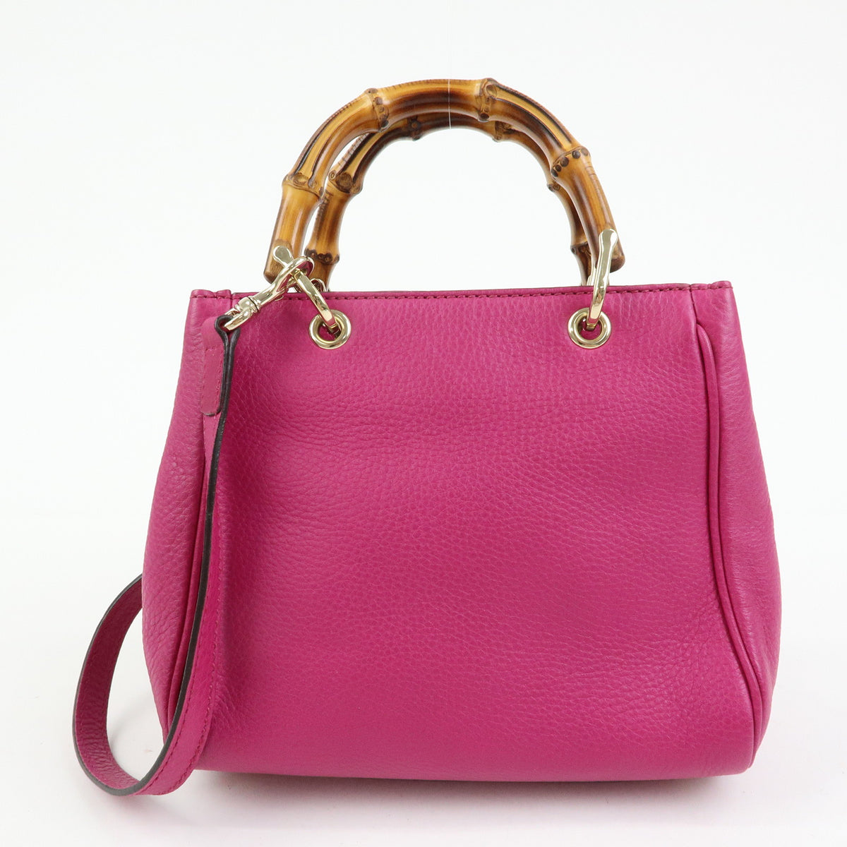 GUCCI Bamboo Mini Shopper Leather 2Way Bag Hand Bag Pink Purple 368823