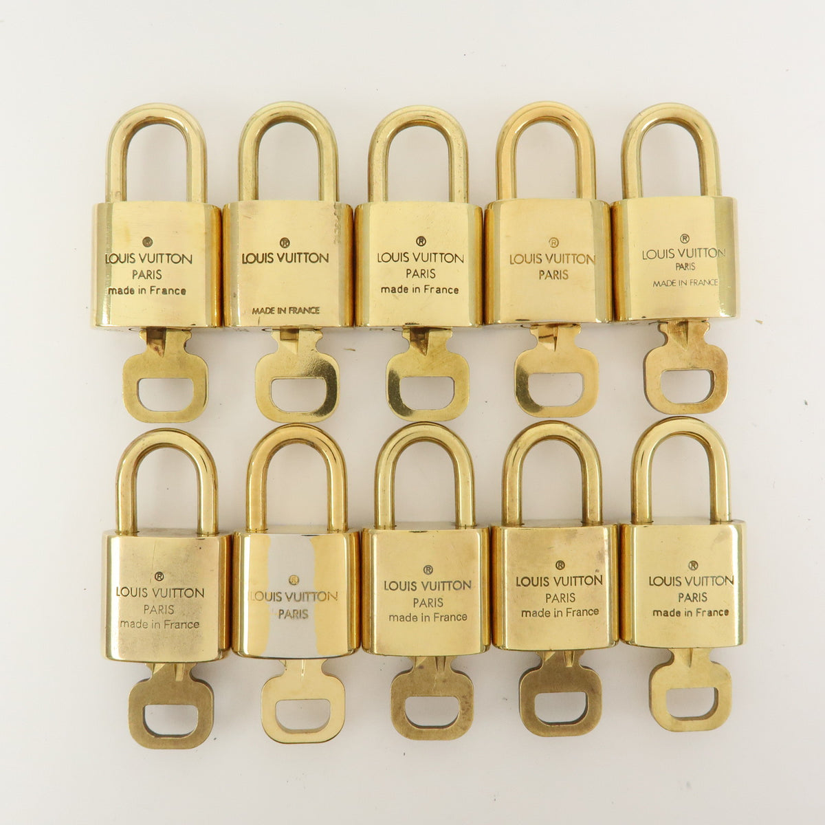 Louis Vuitton Lot of 10 Metal Lock & Key Cadena Key Lock Gold