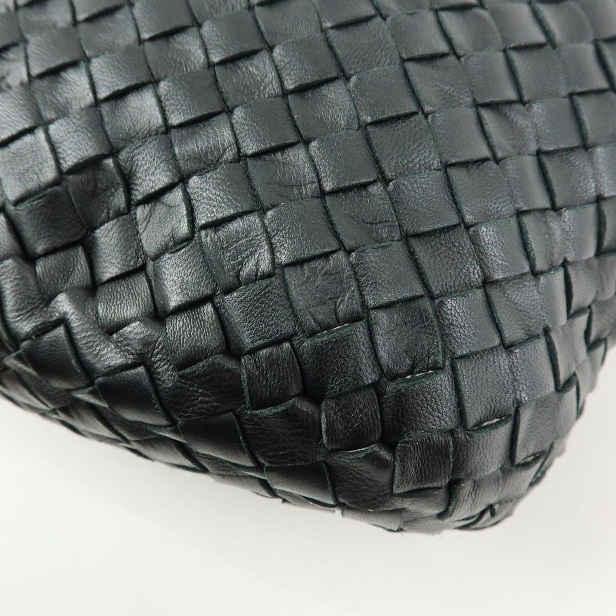 BOTTEGA VENETA Intrecciato Leather Bucket Bag Hand Bag Black 255690