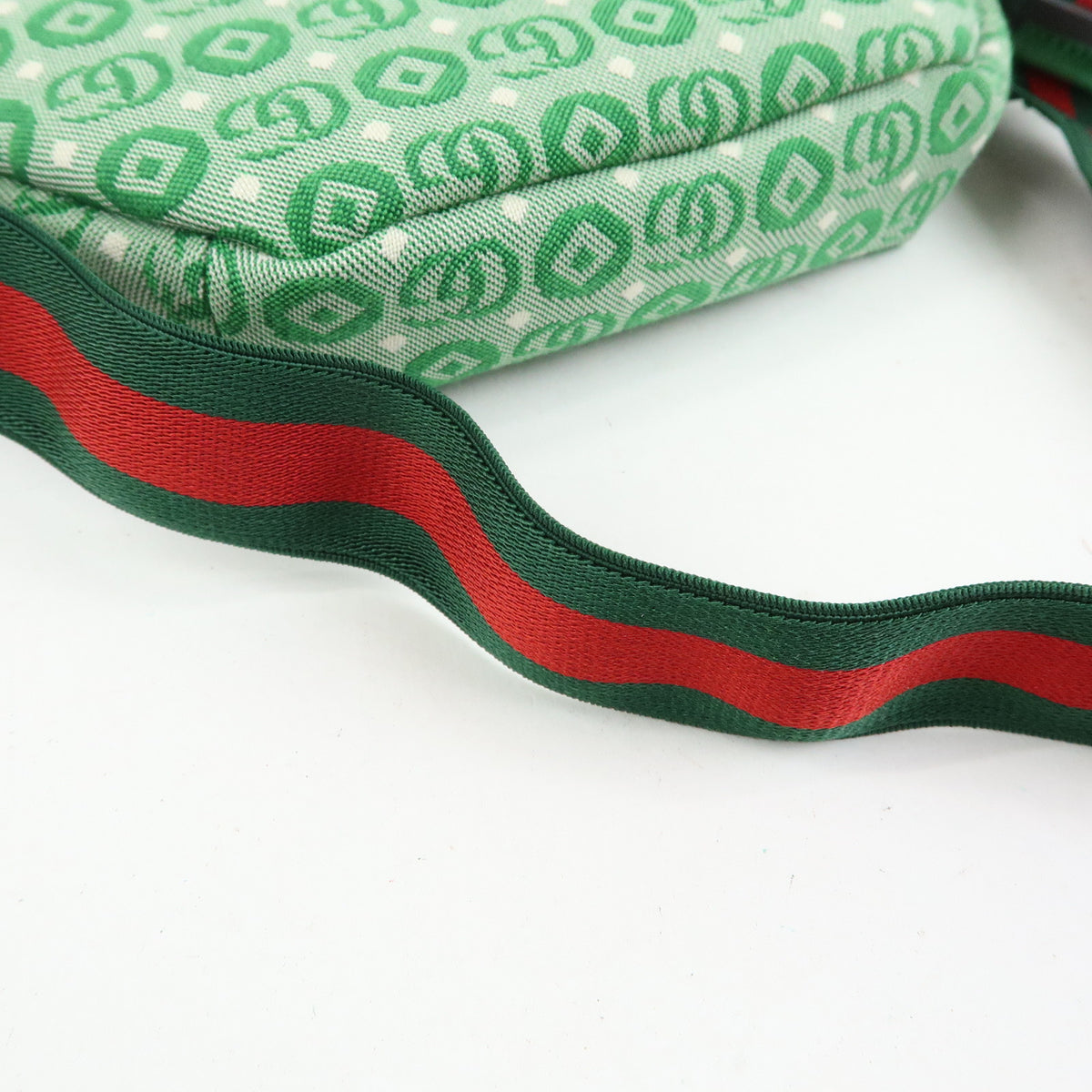 GUCCI Children's Canvas Leather Body Bag Waist Bag Green 502095