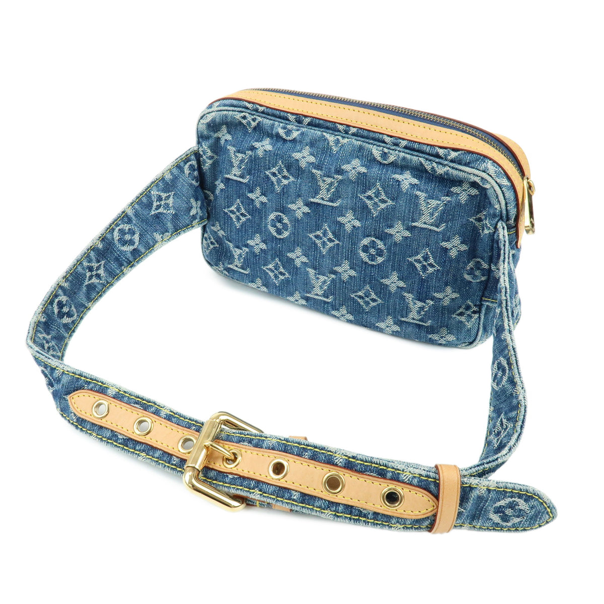Louis Vuitton Monogram Denim Bum Bag Waist Bag Body Bag Blue M95347