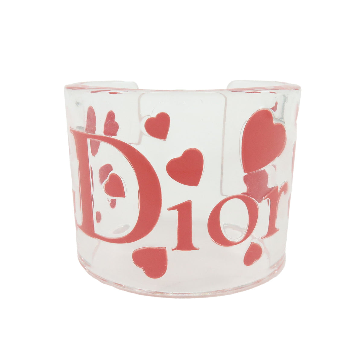 Christian Dior Plastic Heart Bangle Bracelet Transparent Pink