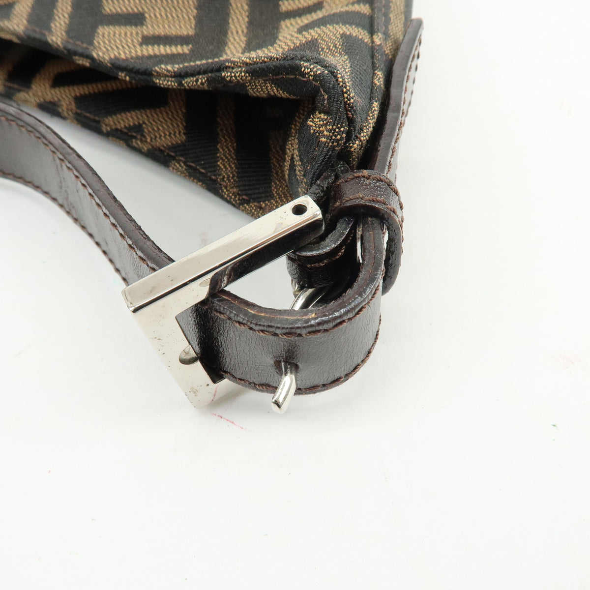 FENDI Zucca Canvas Leather Shoulder Bag Hand Bag Black Brown 26569