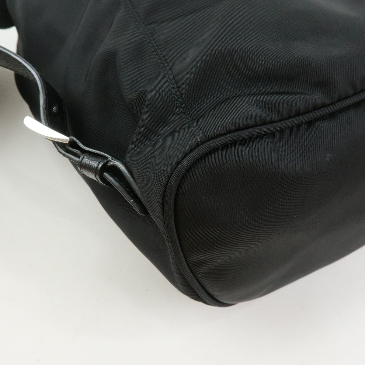 PRADA Triangle Logo Nylon Saffiano Leather Backpack Rucksack Black