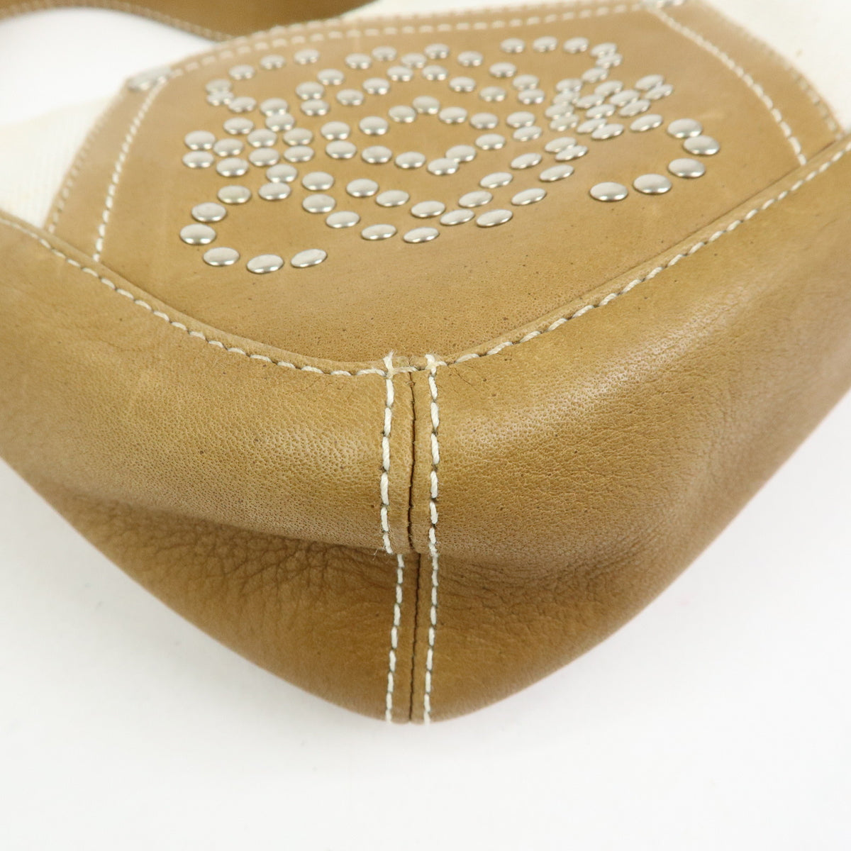 LOEWE Anagram Canvas Leather Hand Bag Brown Natural
