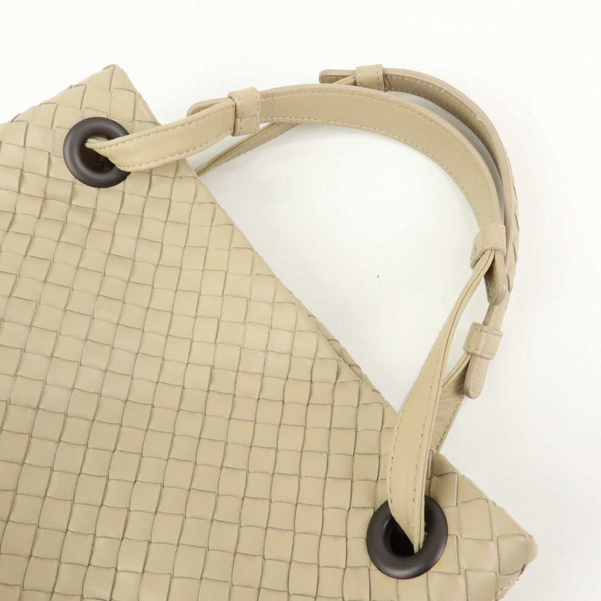 BOTTEGA VENETA Intrecciato Garda Leather Tote Bag Hand Bag Beige