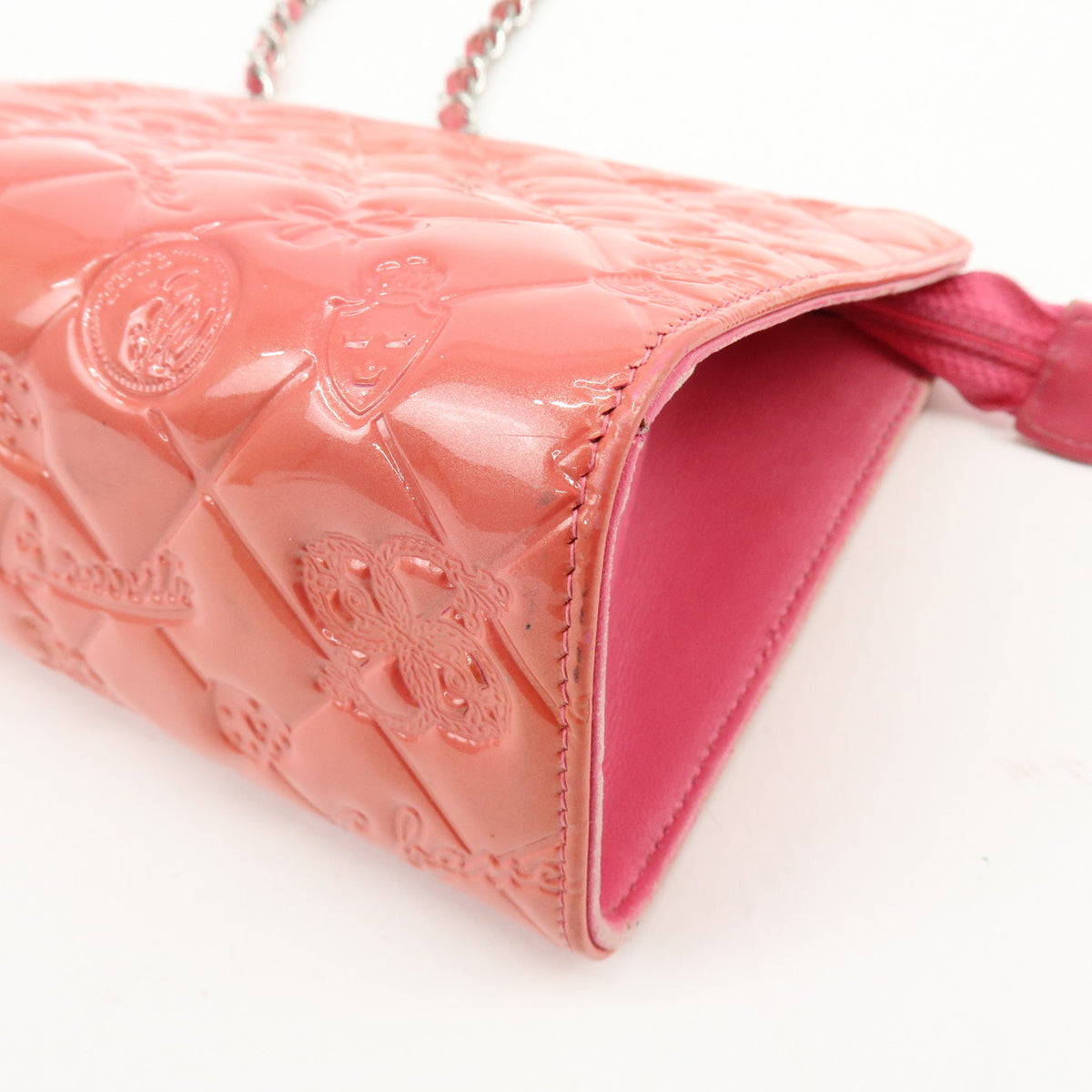 CHANEL Icon Line Patent Leather Chain Shoulder Bag Pink A37156