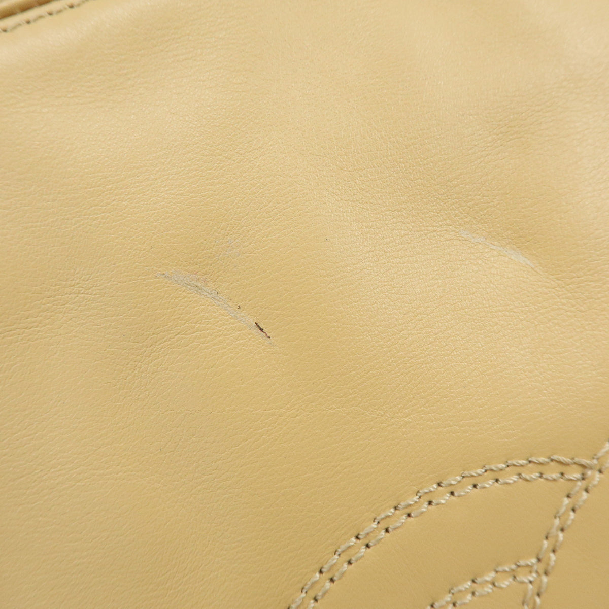 CHANEL COCO Mark Lamb Skin Shoulder Bag Hand Bag Beige