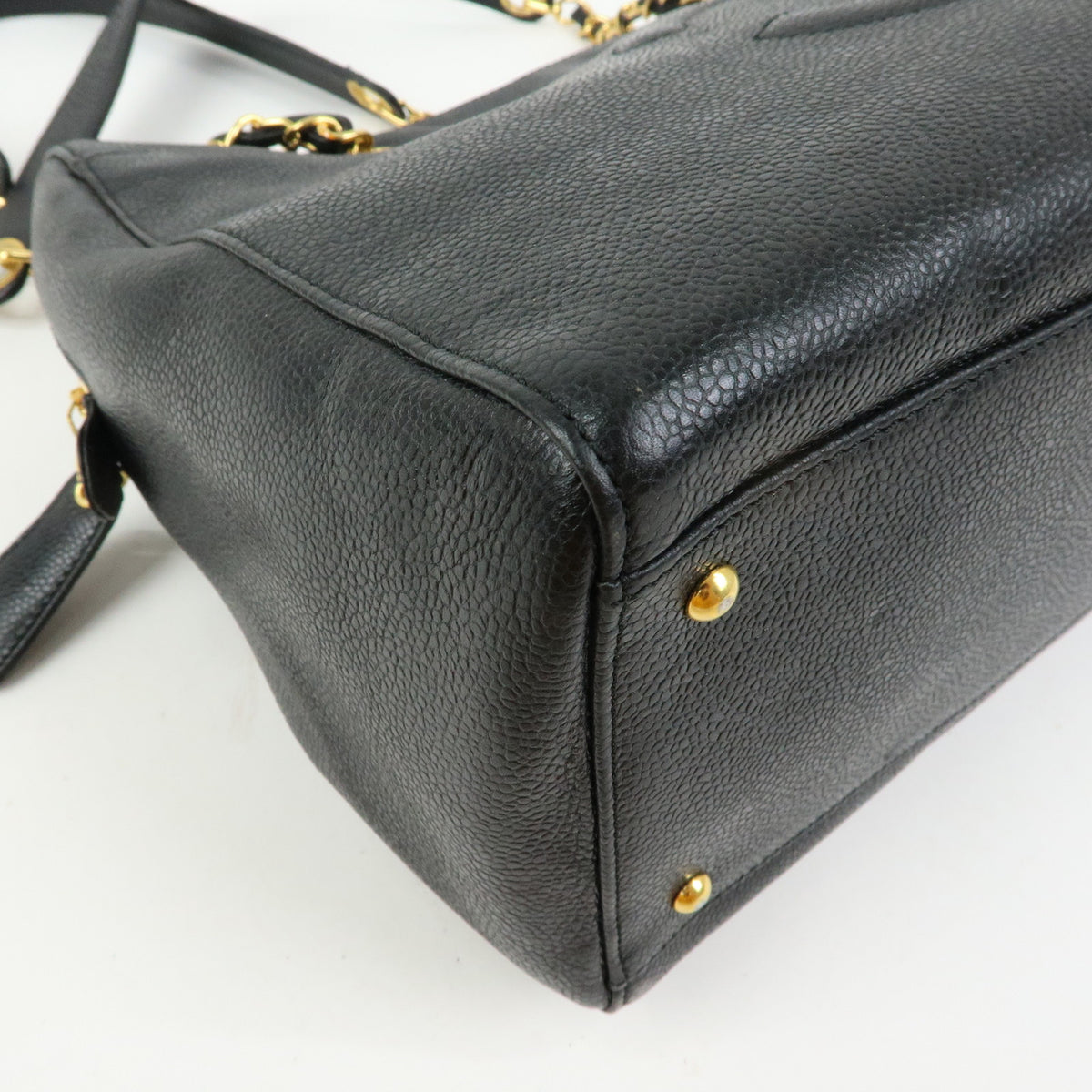CHANEL COCO Mark Caviarskin Chain Shoulder Bag Tote Bag Black A10492