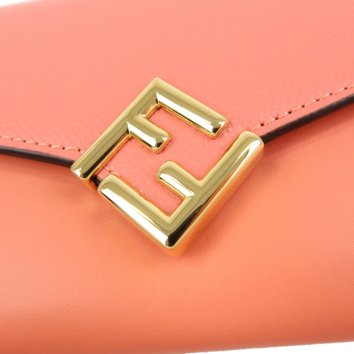 FENDI FF Diamond Leather Chain Long Wallet WOC Pink 8M0365