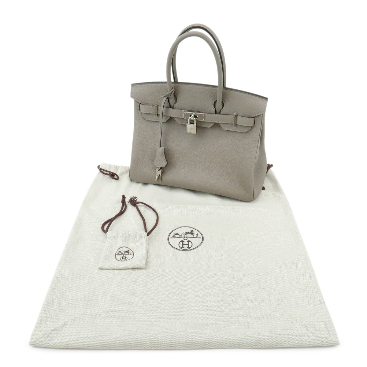 HERMES Birkin 30 Togo Leather Hand Bag A Stamped Gris Asphalte