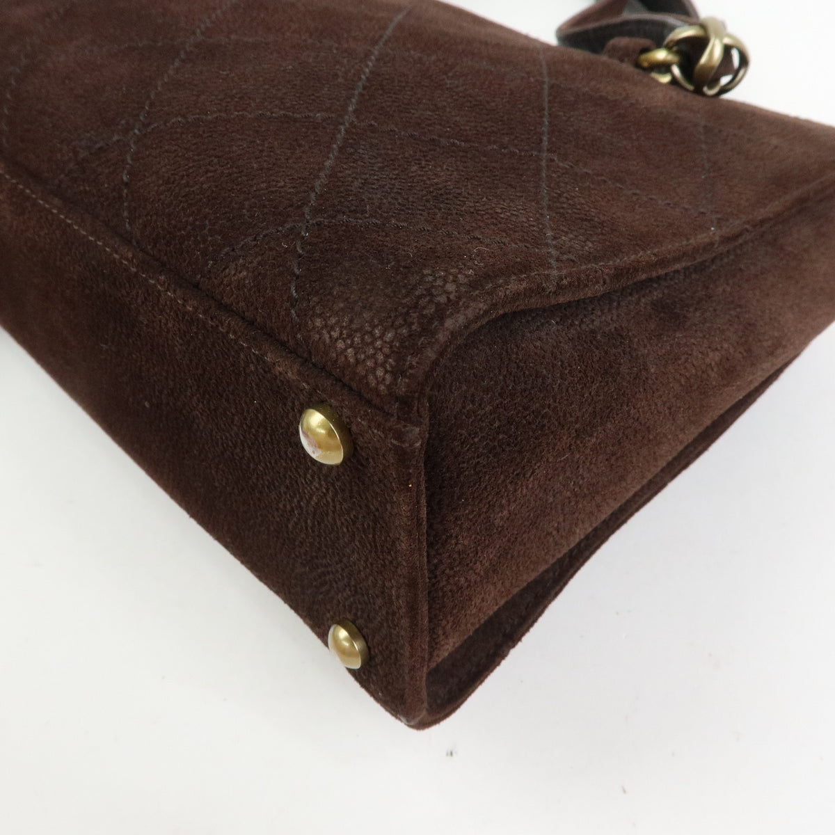CHANEL COCO Mark Suede Tote Bag Shoulder Bag Brown