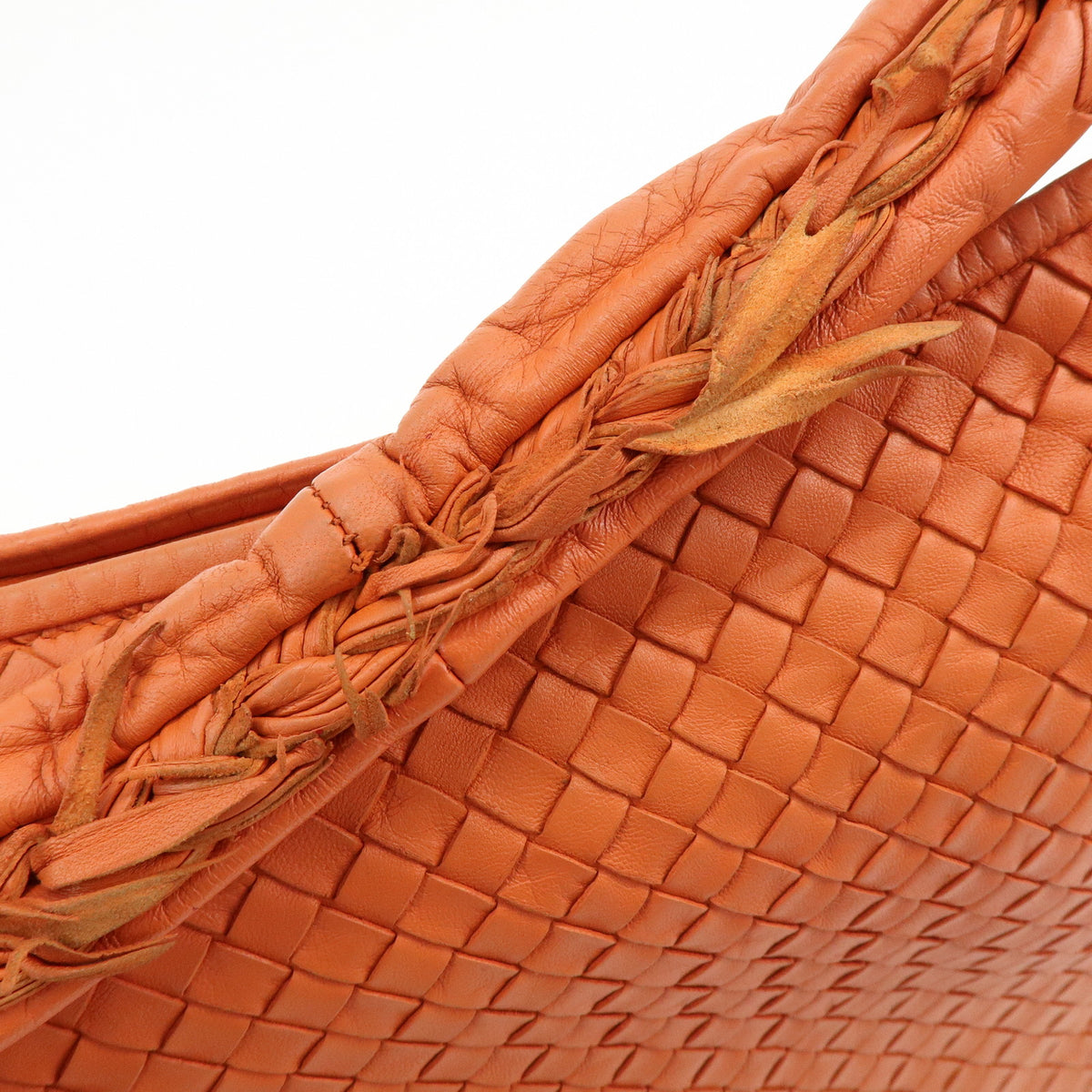 BOTTEGA VENETA Hobo Intrecciato Nappa Leather Shoulder Bag Orange V00AK