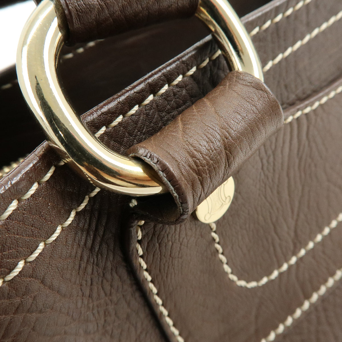 CELINE Boogie Bag Leather Hand Bag Brown