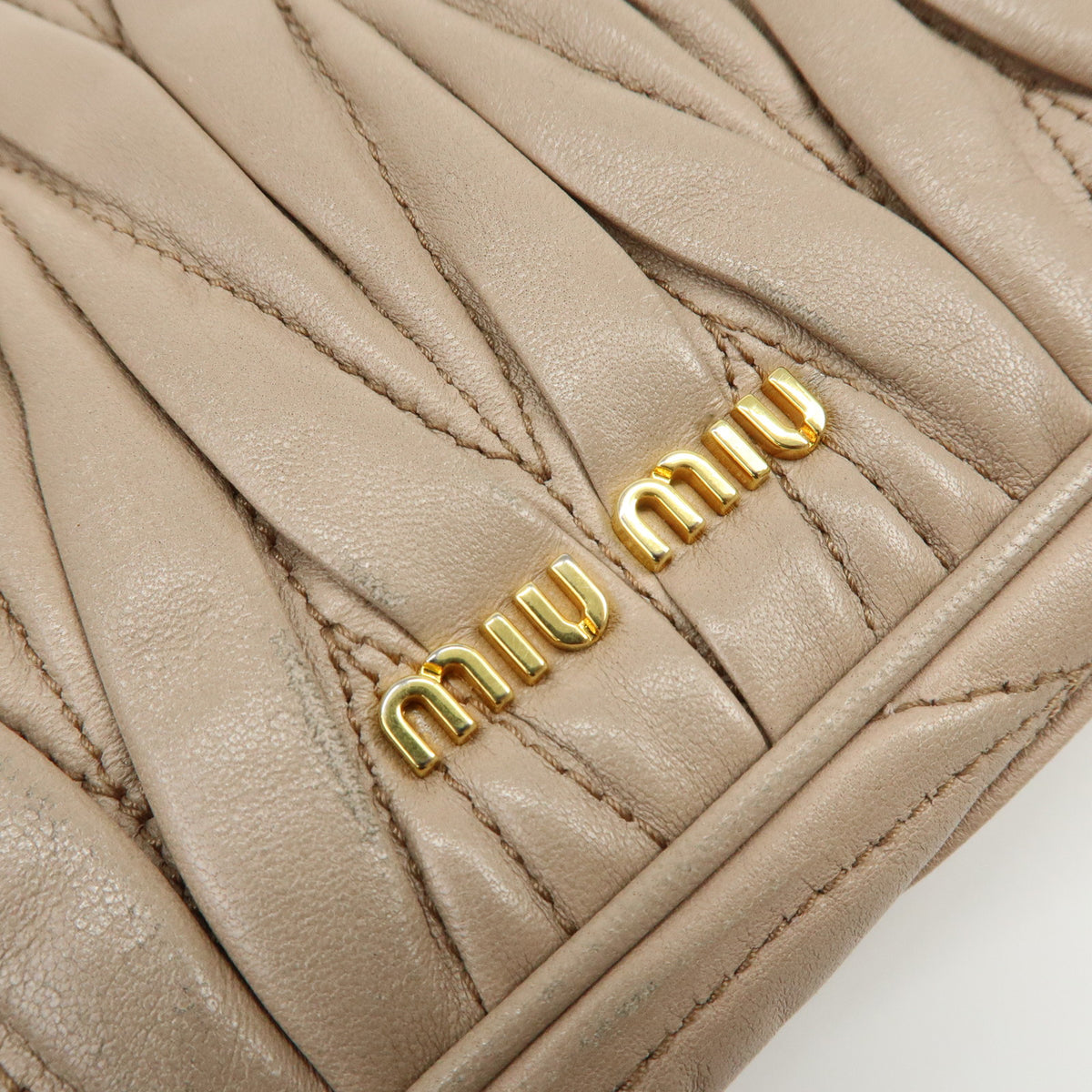 MIU MIU Matelasse Nappa Leather Chain Shoulder Bag Pink Beige