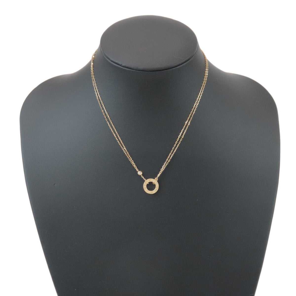 Cartier Love Circle 2P Diamond Necklace K18 750YG Yellow Gold
