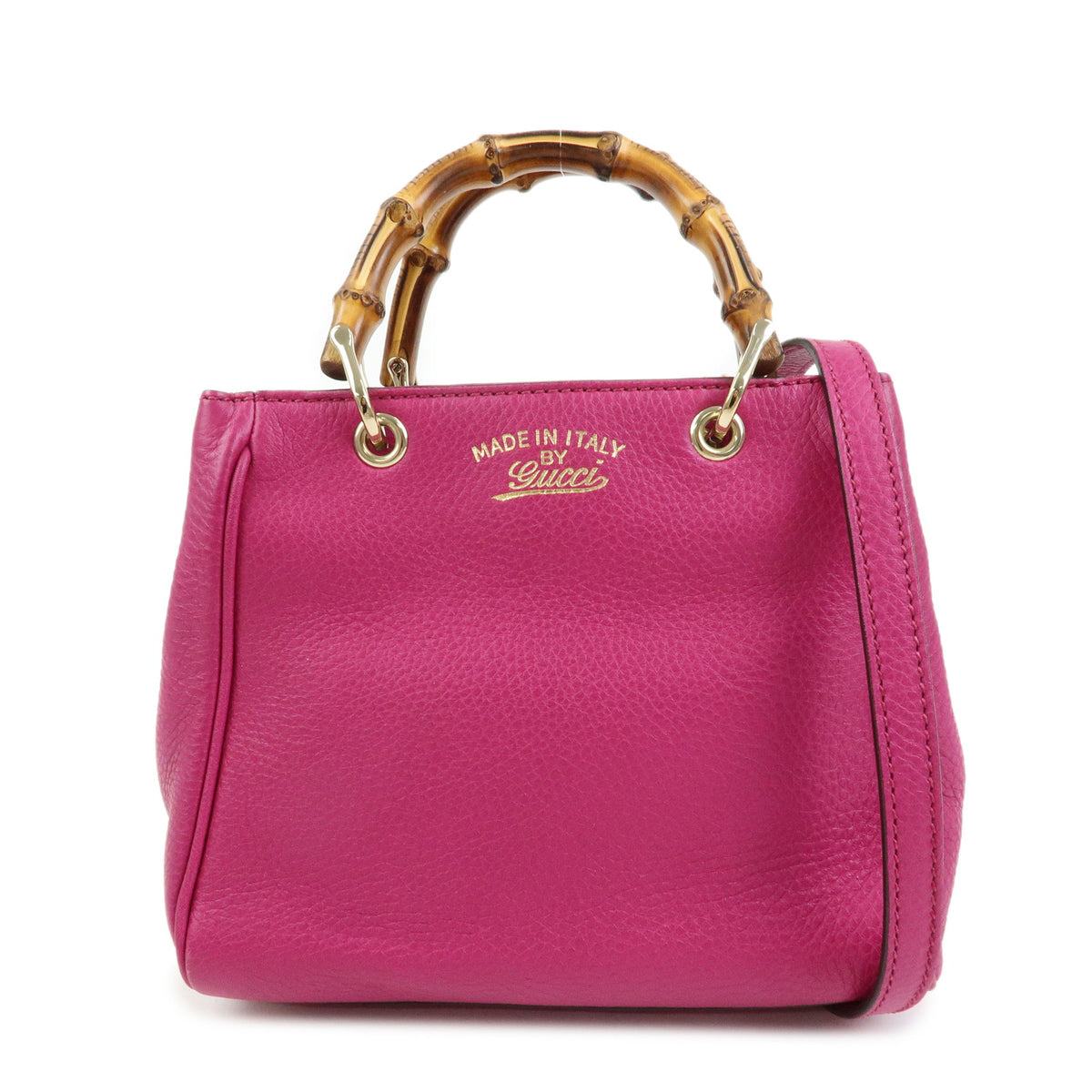 GUCCI Bamboo Mini Shopper Leather 2Way Bag Hand Bag Pink Purple 368823