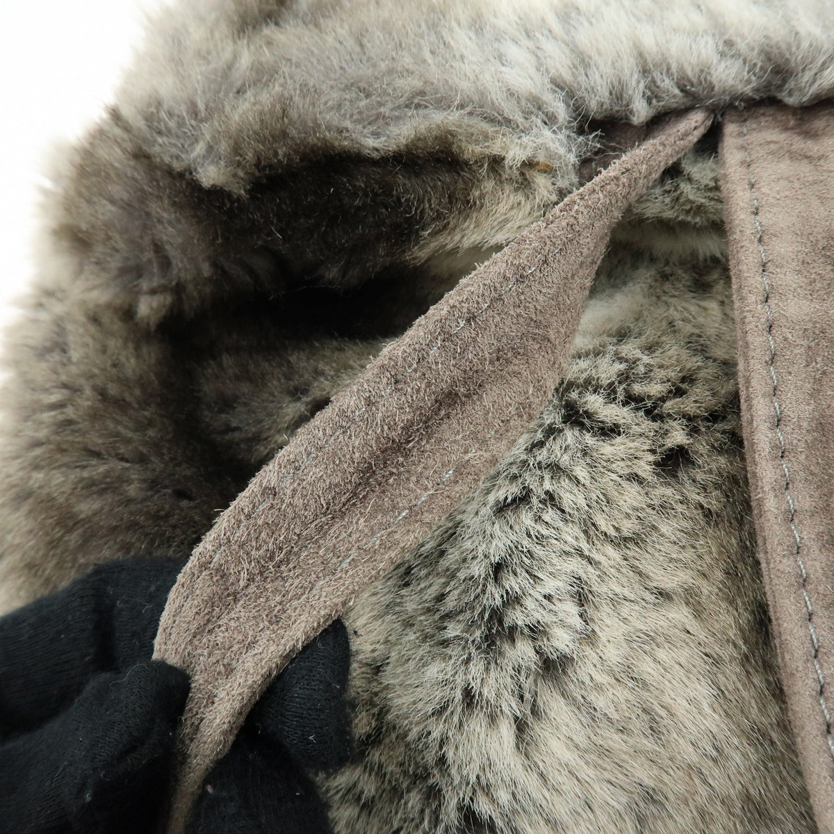 FENDI Zucca Mink like Fur Suede Backpack Rucksuck Gray