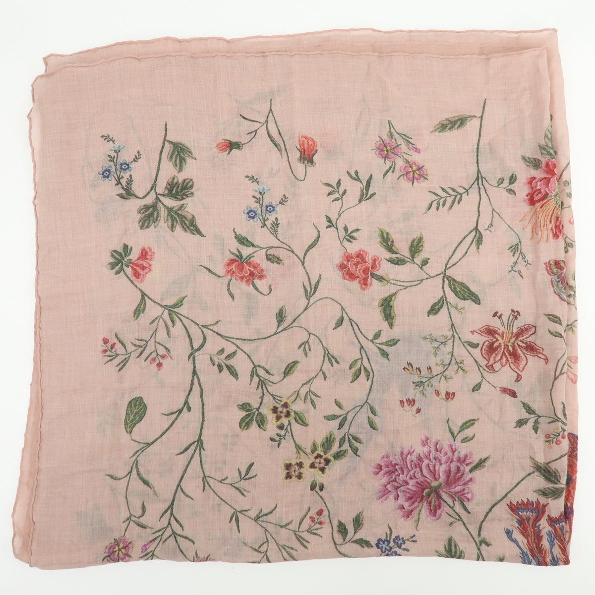 Christian Dior Cashmere 100% Scarf Bird Floral Pink Green Blue Red