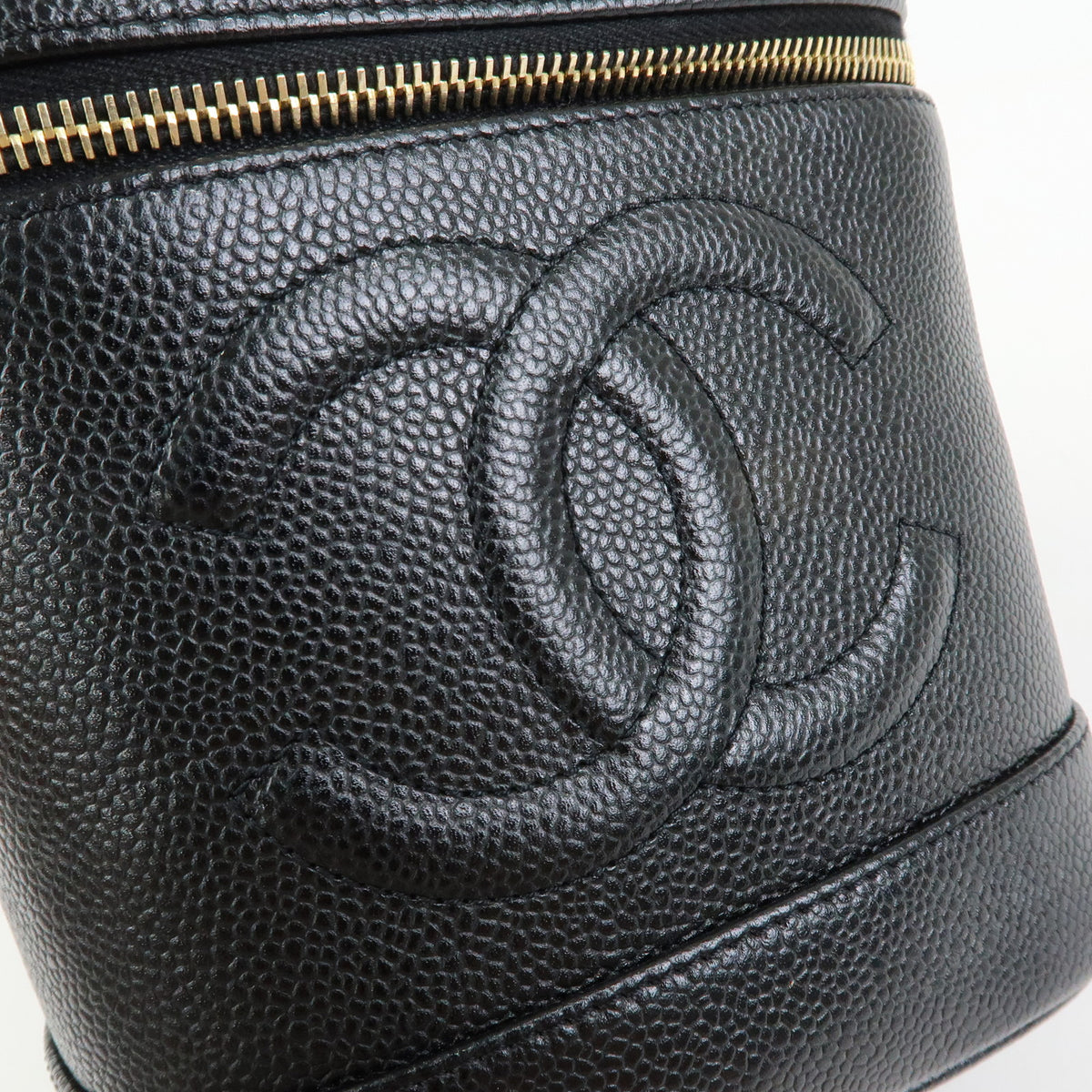 CHANEL COCO Mark Caviarskin Vanity Bag Hand Bag Black A01998