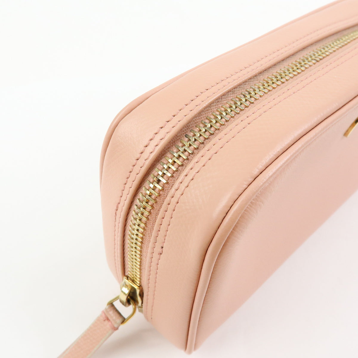 CHANEL COCO Button COCO Mark Leather Cosmetic Pouch Pink A20913