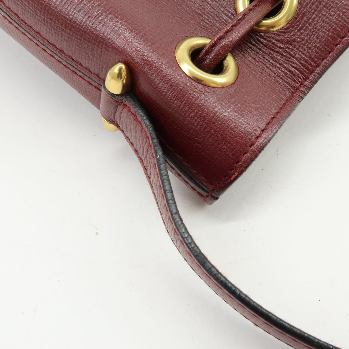 Cartier Must de Cartier Leather Drawstring Shoulder Bag Bordeaux