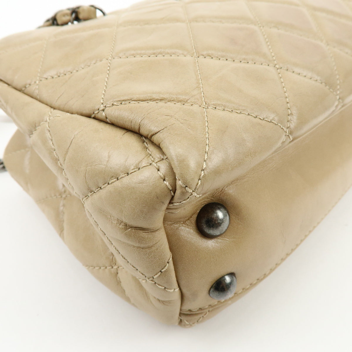 CHANEL COCO Mark Matelasse Chain Shoulder Bag Tote Bag Beige Silver