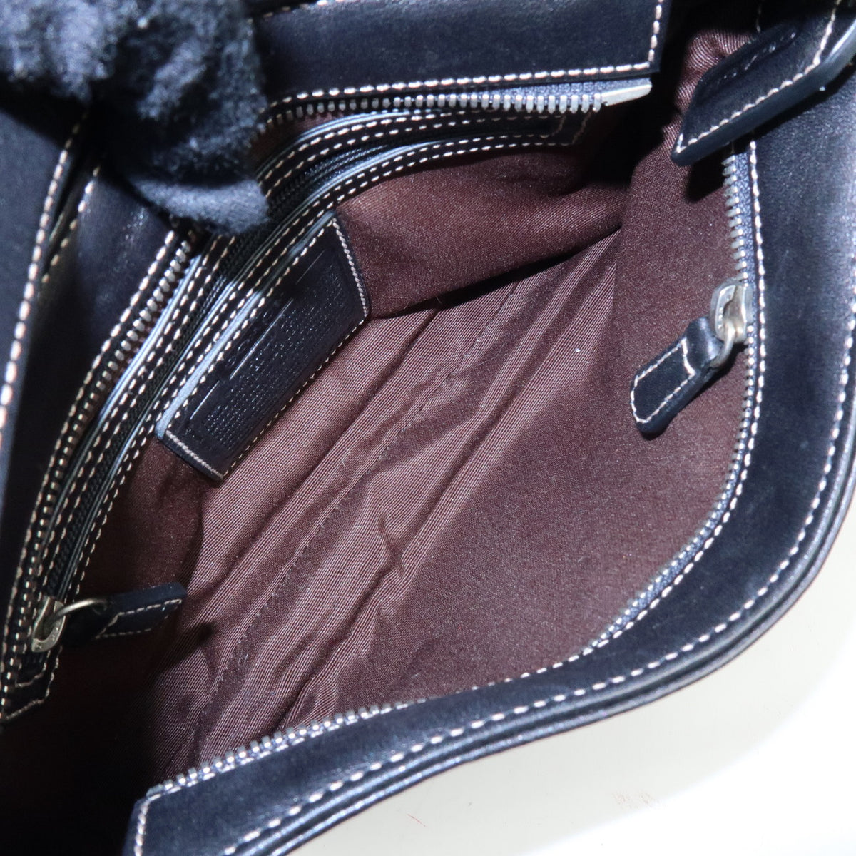 COACH Logo Leather Shoulder Bag Hand Bag Black 7789