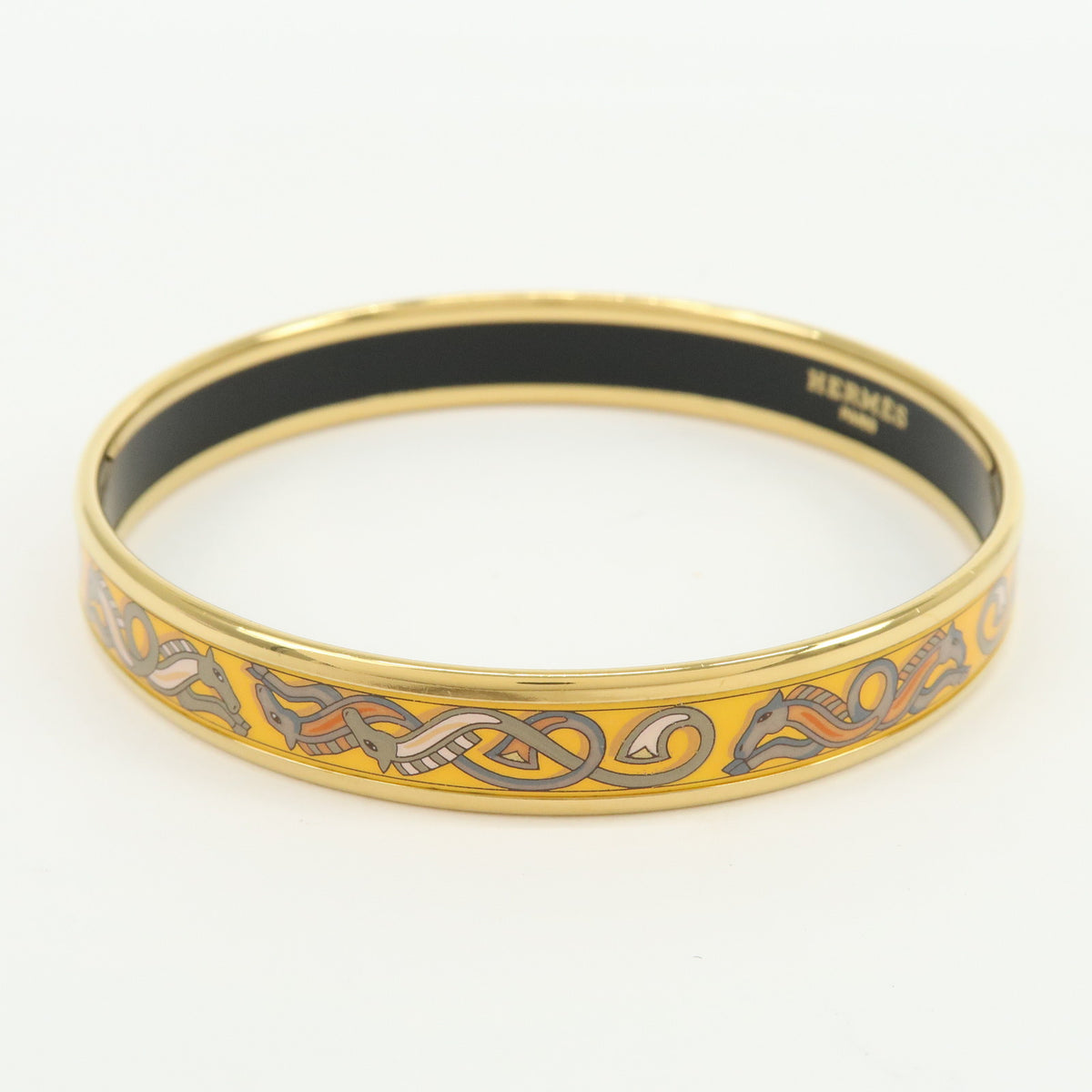 HERMES Email PM Gold Plated Bracelet Bangle Yellow Gold