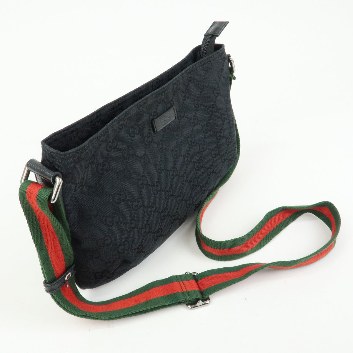 GUCCI Sherry GG Canvas Leather Shoulder Bag Crossbody Bag Black 189749