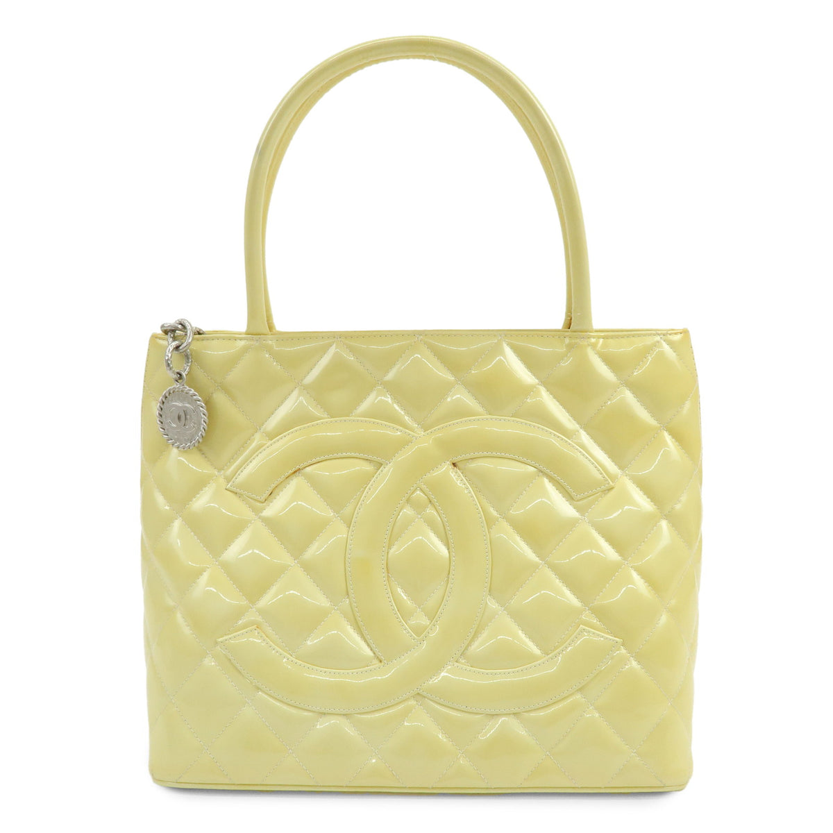 CHANEL Medallion Matelasse COCO Mark Patent Leather Hand Bag A01804