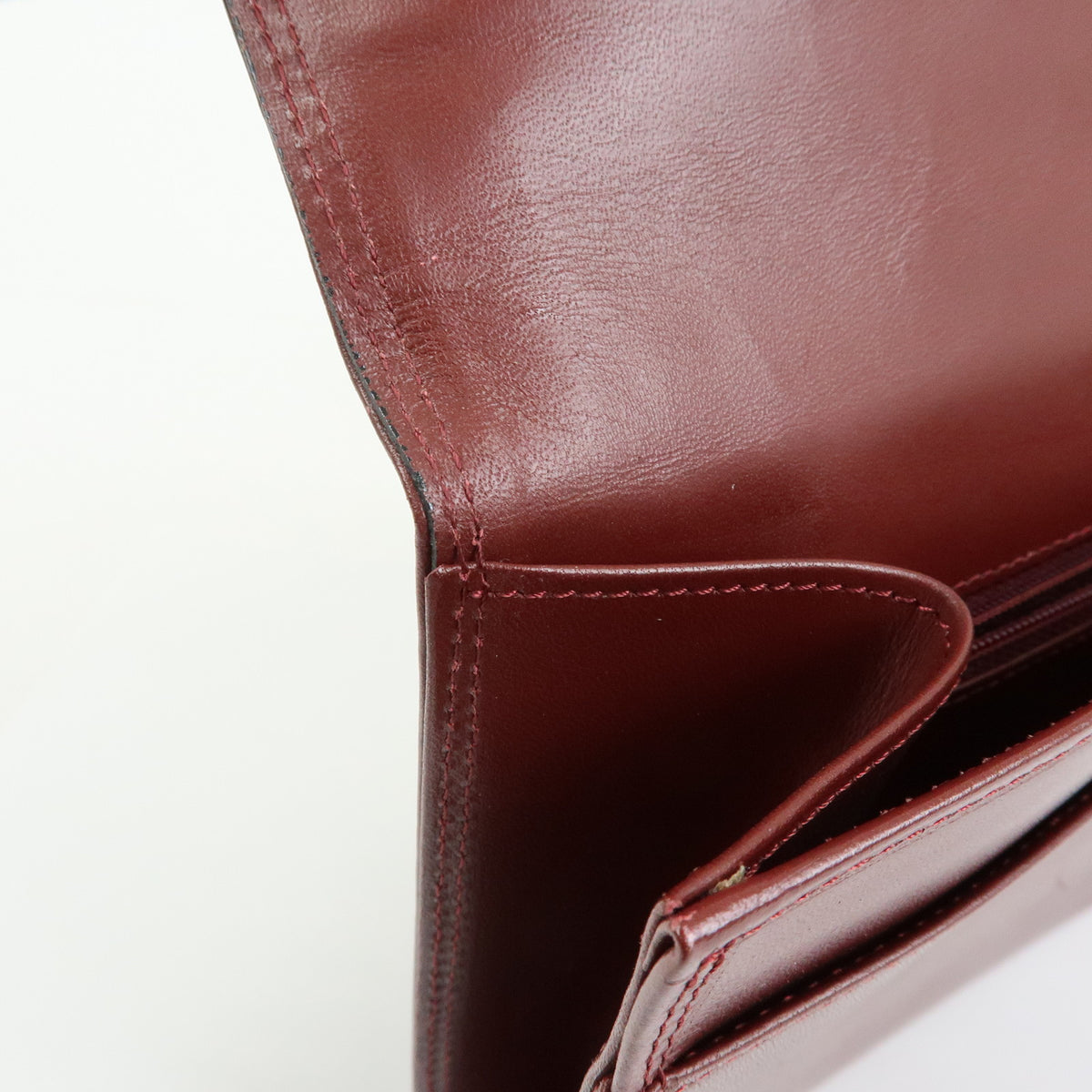 Cartier Must de Cartier Leather Clutch Bag Flat Pouch Bordeaux Wine Red