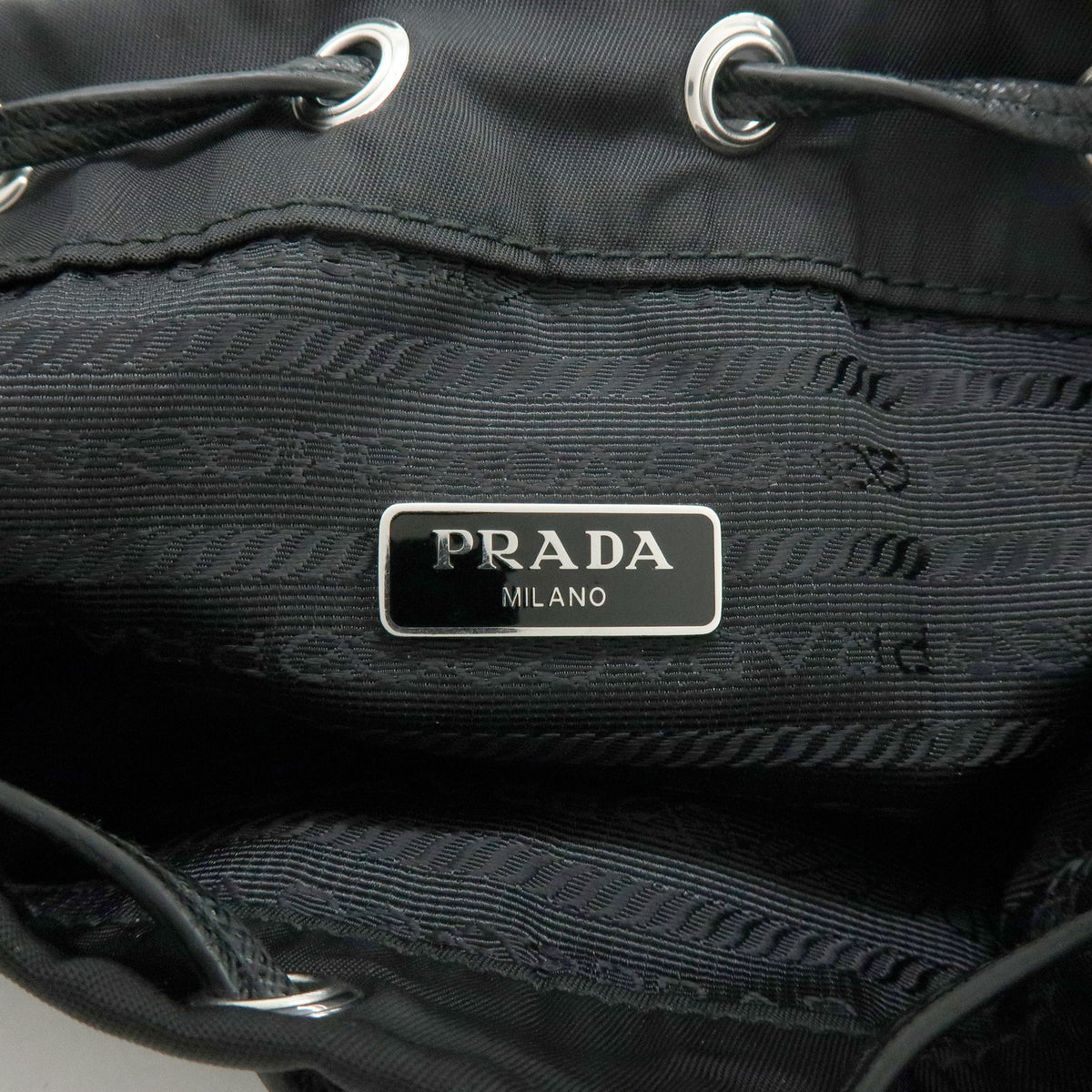 PRADA Triangle Logo Nylon Saffiano Leather Pouch Hand Bag Black 1NS369