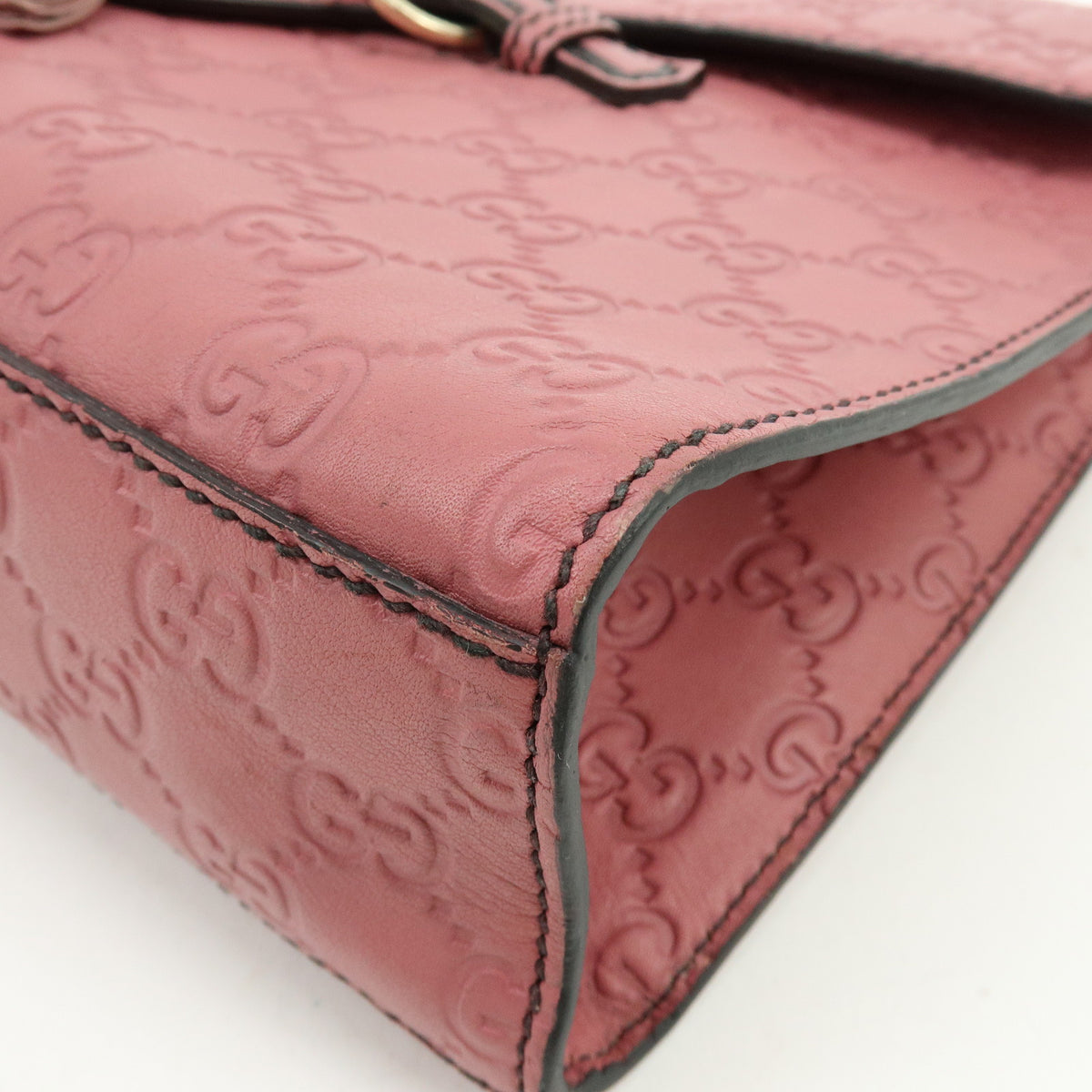 GUCCI Horsebit Guccissima Leather Chain Shoulder Hand Bag Pink 295402