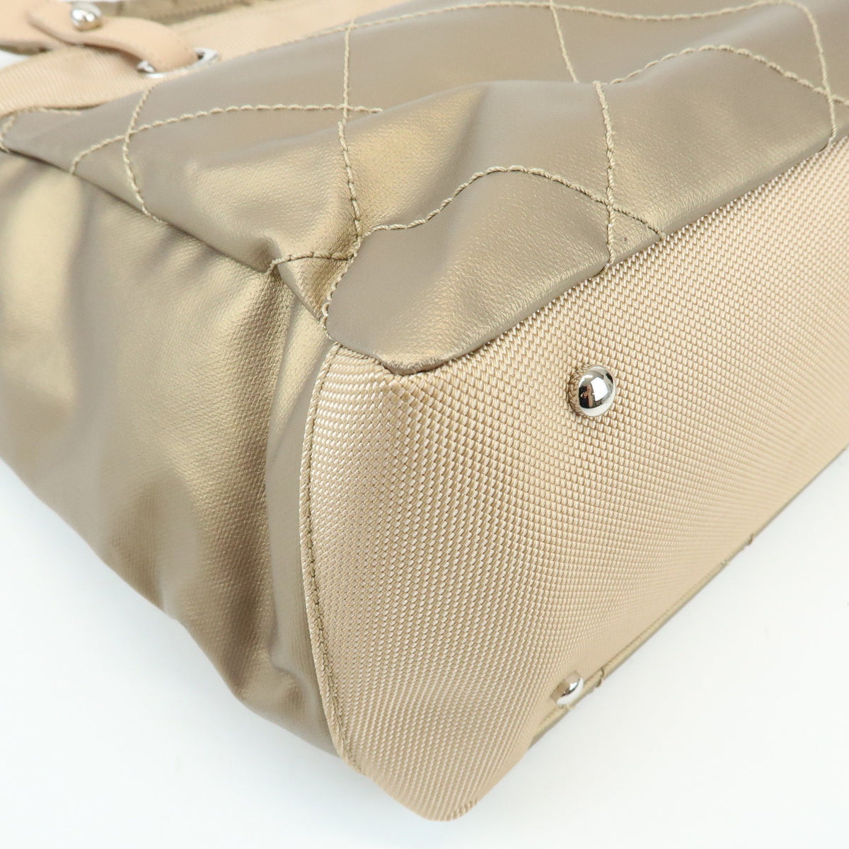 CHANEL Paris Biarritz MM PVC Leather Tote Bag Hand Bag Gold A34209