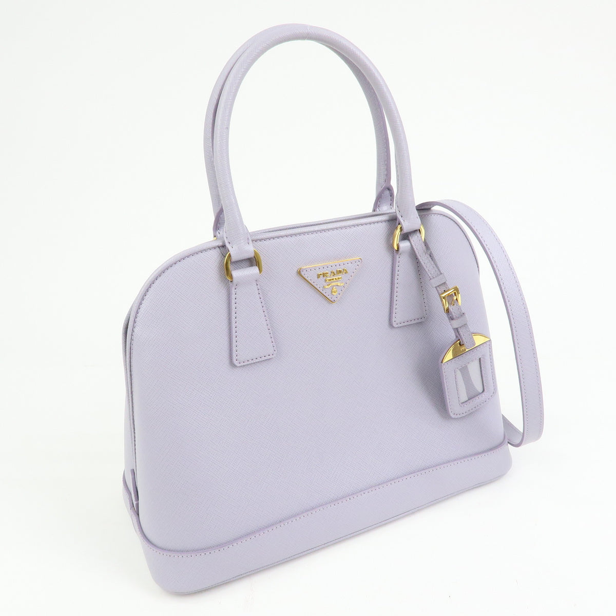 PRADA Triangle Logo Promenado Saffiano Leather 2Way Bag Purple BN2567